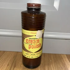 SC Johnson Wax Cream Furniture Polish ~50% Full Glass Bottle Vintage HTF