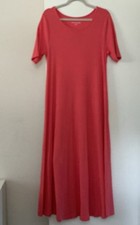 Soft Surroundings Dress XL Maxi Coral Soft Resortwear Short Sleeve Textured