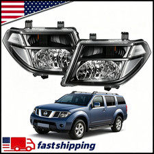 For 2005-2008 Nissan Frontier 05-07 Pathfinder Black Headlights Headlamps Wbulb