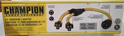 Champion Power Equipment 48035 3FT Generator Y Adapter New Sealed