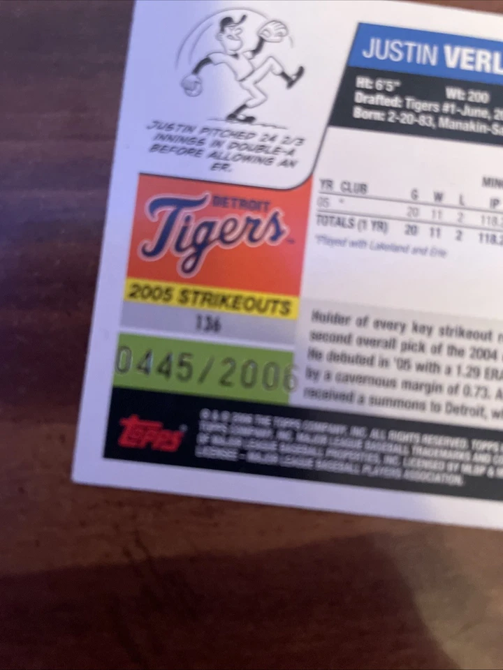 Topps 2006 - Justin Verlander #641 oro/2006 Foto 3 de 3