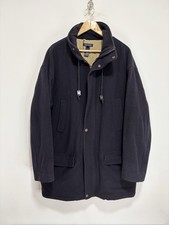 Gant Norfolk Parka Men's XL Navy Blue Wool Overcoat Hidden Hood