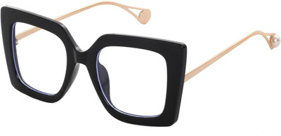 Oversized Square Blue Light Blocking Glasses for Women Thick Fashion Pearl In...