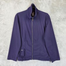 Chicos Zenergy Jacket Womens Size 1 M Purple Softshell Full Zip Pockets Stretch