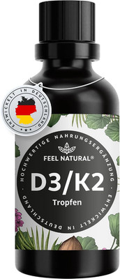Vitamin D3 K2 Tropfen (50 Ml) - 1000IE Vitamin D3 Pro Tropfen - Mit MK-7 - Labor