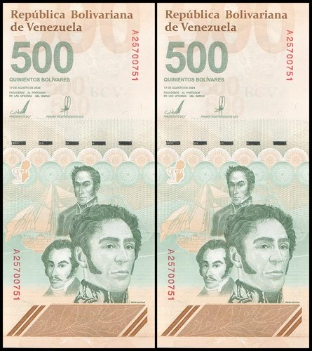VENEZUELA 500 DIGITALES 2 banknotes 2023-2025 UNC 500million bolivars USA SELLER