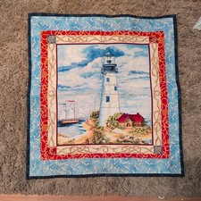 Lighthouse Sailboat Nautical Quilt Top Wall Hanging Double Sided