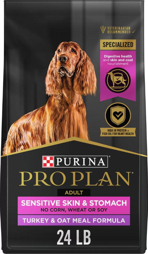 Purina Pro Plan Adult Sensitive Skin & Stomach Turkey & Oat Dry Dog Food, 24 lbs