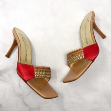 Giuseppe Zanotti Vicini Vintage Y2K Rhinestone Square Toe Slide Mule Sandal Heel