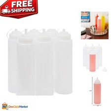 Durable 29 Oz Clear Plastic Squeeze Bottles - Versatile 6-Pack for Cooking