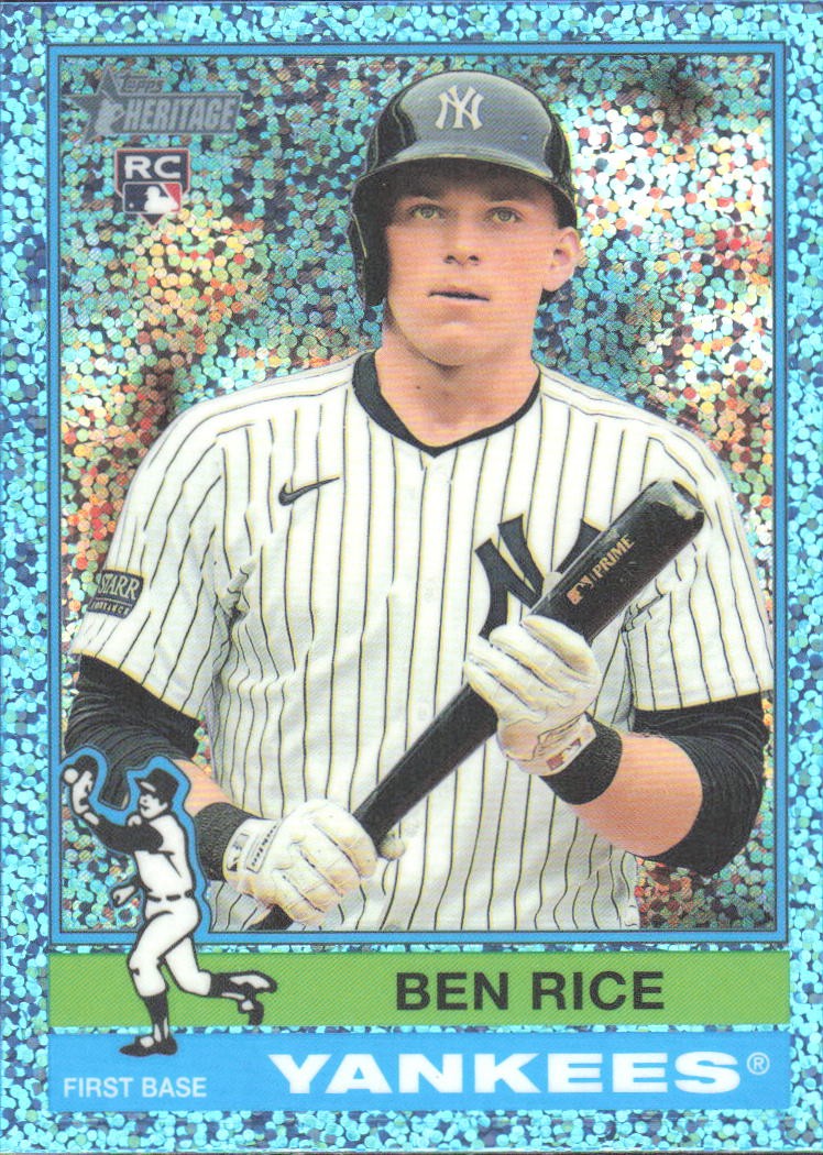Ben Rice 2025 Topps Heritage Chrome Light Blue Sparkle Refractor #406 Rookie