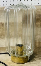 Glass Art Deco Style Table Lamp Brass Base 12 3/4” H 