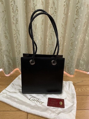 バッグ Cartier PANTHERE ENAMEL LEATHER TOTE BAG Cartier Leather Tote Bag Panthere De Cartier Black Medium Women