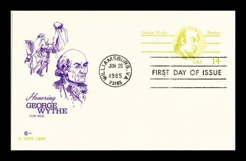 DR JIM STAMPS US FIRST DAY CARD GEORGE WYTHE PATRIOT COVER CRAFT CACHET