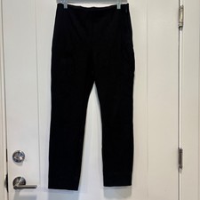 Quince Ultra-Stretch Ponte Straight Leg Pants Black Side Zip Size L