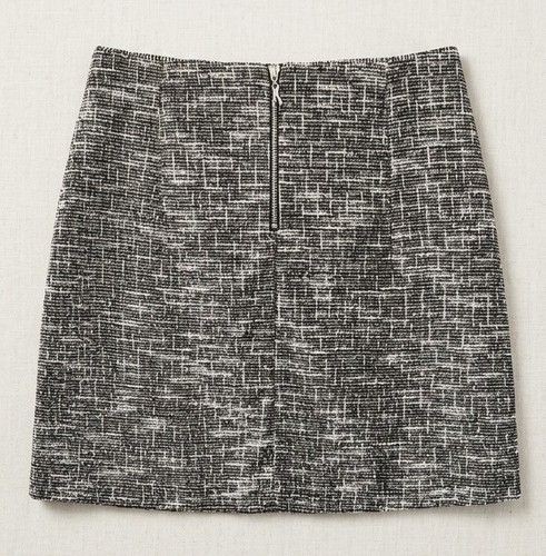 Dorothy Perkins Sz 12 Tweed Mini Skirt Black White Boucle Zip Smart Workwear