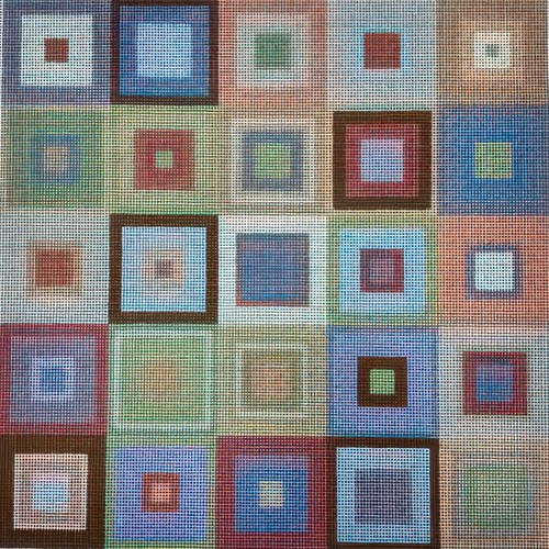 Needlepoint Handpainted Susan Roberts Boxes Quilt 14x14