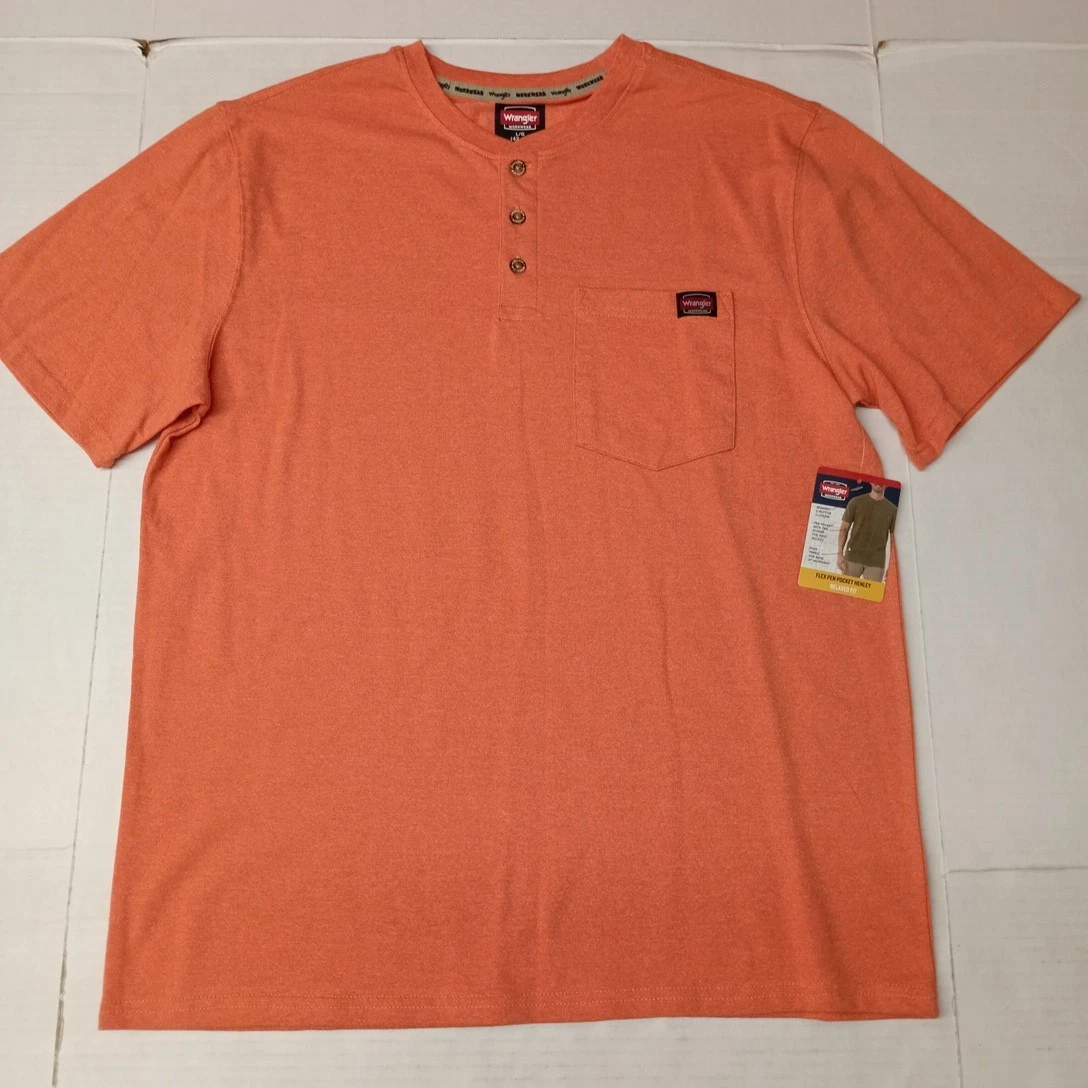 Wrangler Authentics Henley met lange mouwen voor heren, Puimsteen., L