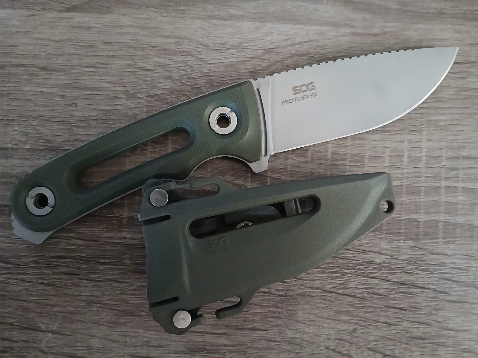 SOG Provider FX 3.75" Fixed Knife CPM 154 Steel, OD GREEN, N
