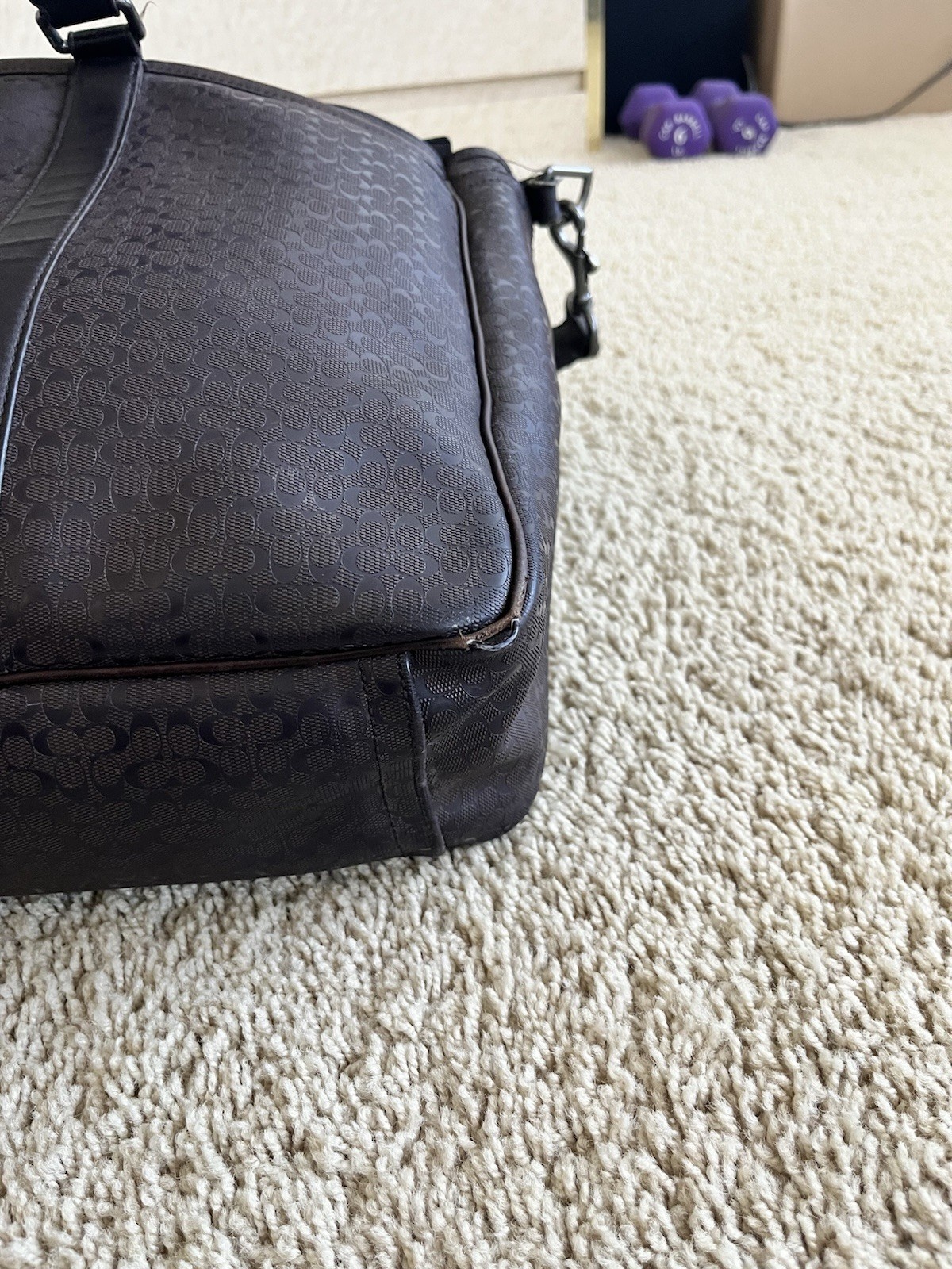 Coach Signature Print and Leather Dark Brown Brief Case image 10