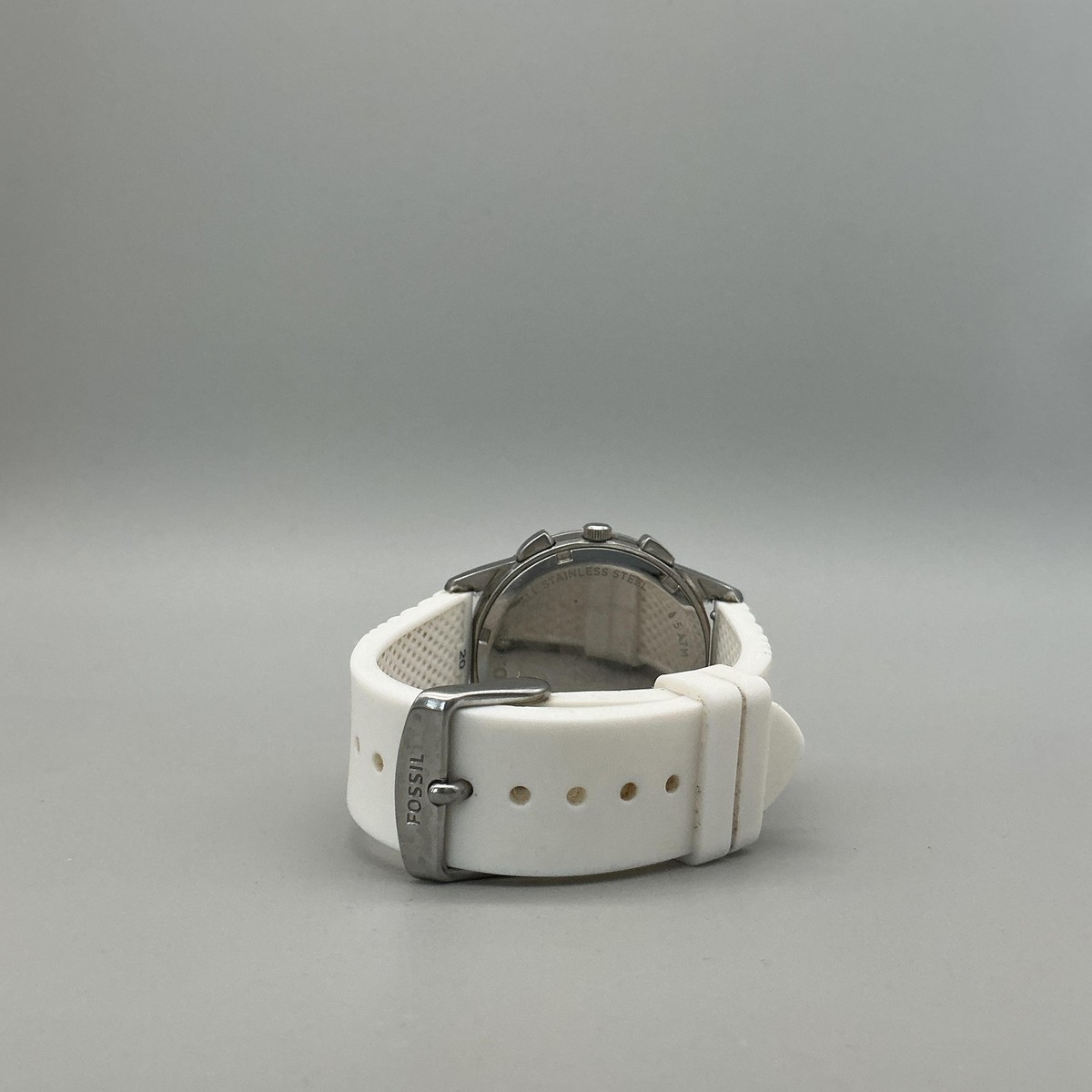 Women’s Fossil Modern Pursuit Chronograph White Silicone Strap Watch ES4024 Fossil Womens Watch 39mm White Dial Silicone Chronograph  main image 3