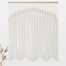 Macrame Wall Hanging Large Boho Wall Decor Beige Macrame Tapestry with Wooden...