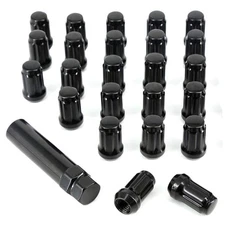 Black M12x1.50 Spline Lug Nut with Key - Closed End Spline - Set of 20