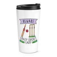Beware VerrüCkte Kricket Damen Reise Becher Tasse Lustig Sport Thermo Becher