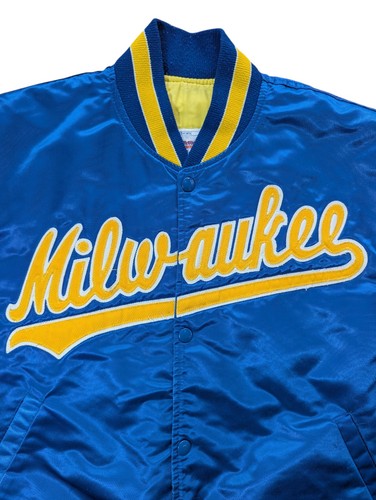 Vintage Milwaukee Brewers MLB Varsity Baseball Jacket - Starter - Blue - Large - Picture 6 of 12