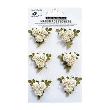 Little Birdie Francisca Paper Flowers 6/Pkg-Shabby Chic - 3 Pack