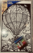Vivid Velvet Hot Air Balloon Picture w/ washable markers-16" x 10" NEW SEALED