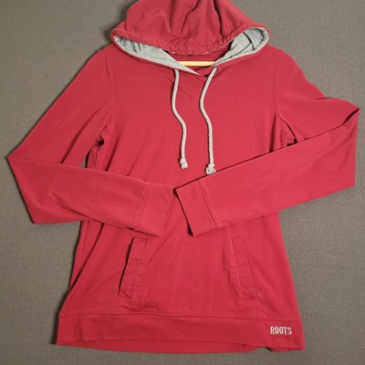 Roots Active Red Hoodie Sweatshirt Women s Size Small Pullover Stretch Workout