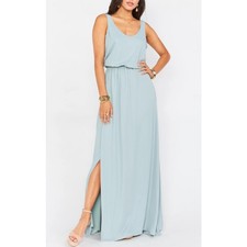 NWT Show Me Your Mumu Kendall Maxi Dress in Silver Sage Crisp