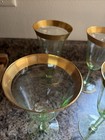4 Vintage Tifton Depression Era Uranium Glass Sherry Glow Blacklight Gold Rim — photo 7