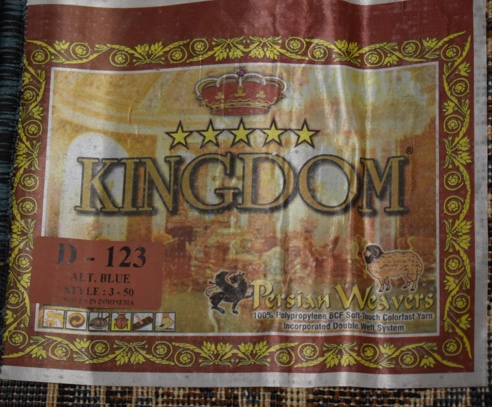 3' X 50' KINGDOM RUNNER AZUL Y BLANCO - TALLA REAL 2'8" X 42' Foto 3 de 3