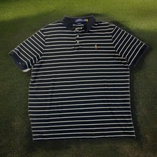 Polo Ralph Lauren Mens Polo Shirt XL TG Black White Classic Fit Flesh Pony