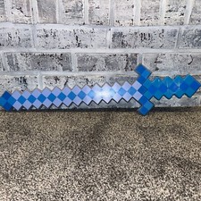 24" LED Minecraft Blue Light Up Pixel Sword Lights Only - No Sound, 3 Speeds