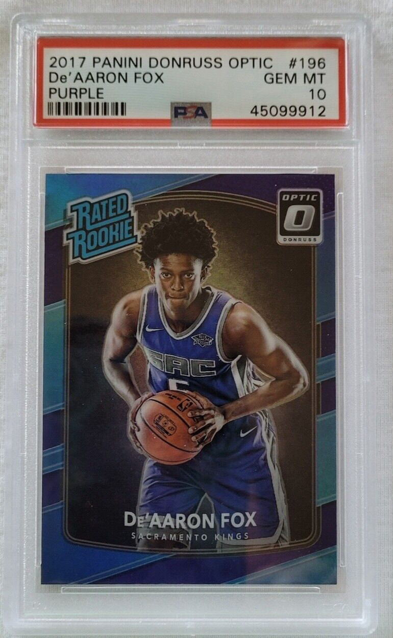 2017 Optic De’Aaron Fox Purple Holo Prizm RC PSA 10 Gem Mint
