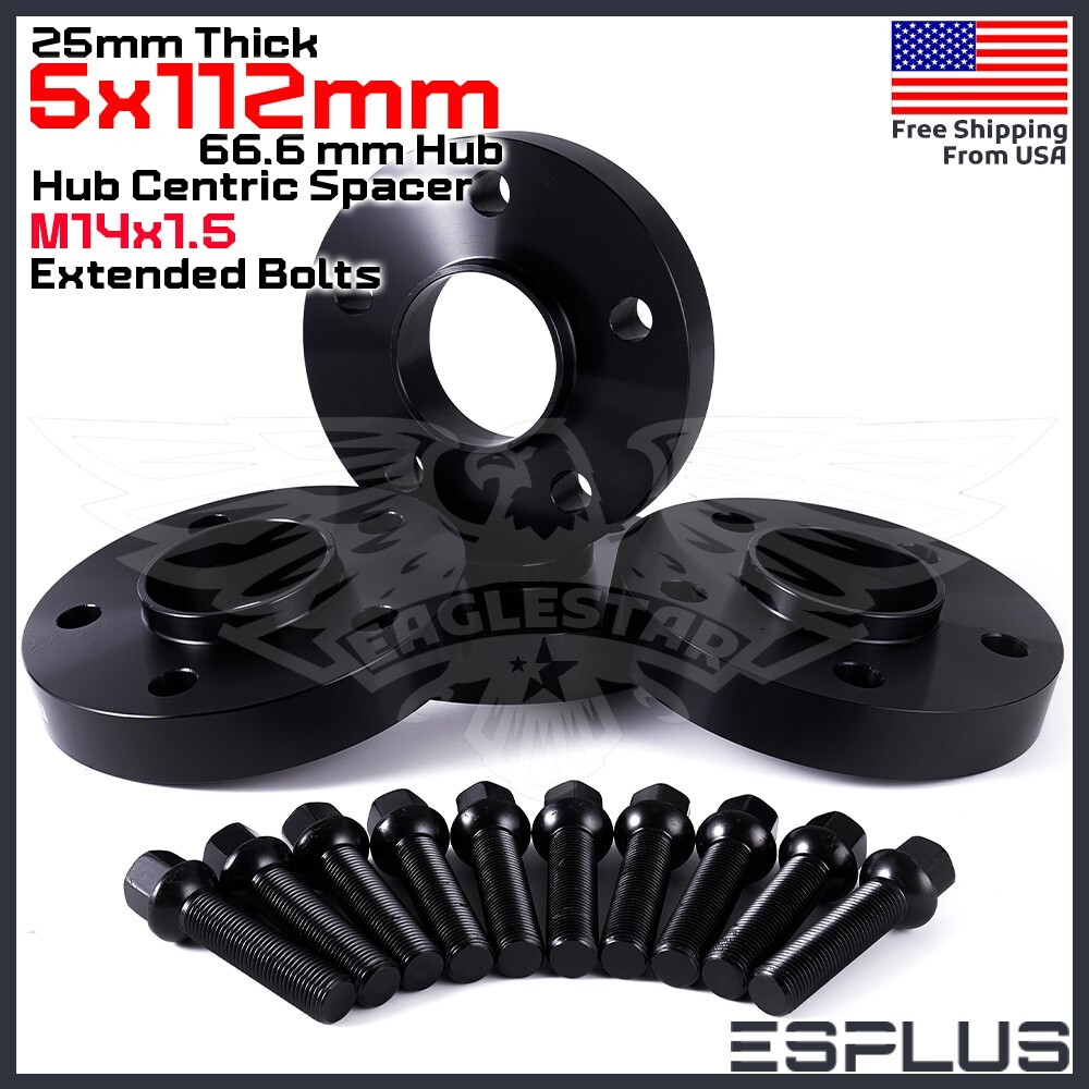 2PCS 12mm 5X112 66.6 Wheel Spacer Kit with Lug Bolts 10PCS 12*1.5 for (Precision Fit) C Class - C220, C230, C280, C43 - 34