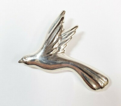 Vintage Sterling Silver Flying Bird Dove Pin Brooch 