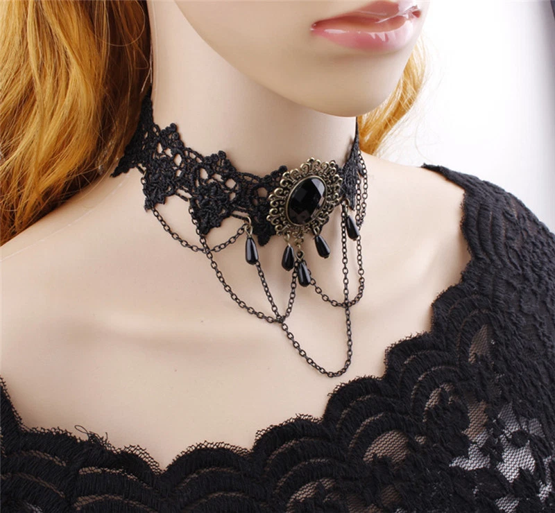 Gothic Choker Moon Black Grunge Chain Velvet Black Emo Necklace Collar  Jewelry - Etsy | Grunge chokers, Chokers, Gothic chokers