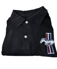 Jerzees Ford Motor Company Men's Size Large Mustang Logo Polo Shirt Black