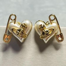 Vivienne Westwood Earrings Pierce ORIETTA Heart ORB Gold x Pearl No BOX