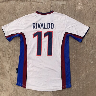 1999-01 FC Barcelona Away Jersey (Retro/Remake) L #11 Rivaldo | eBay