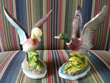 Lot Of 2 Vintage Ceramic Flying Ducks Made In Taiwan Figurine Sculptures 6"