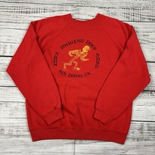 VTG Hanes Sweatshirt Sz L Jogging Docs NSHD San Diego CA Red Crewneck USA Made