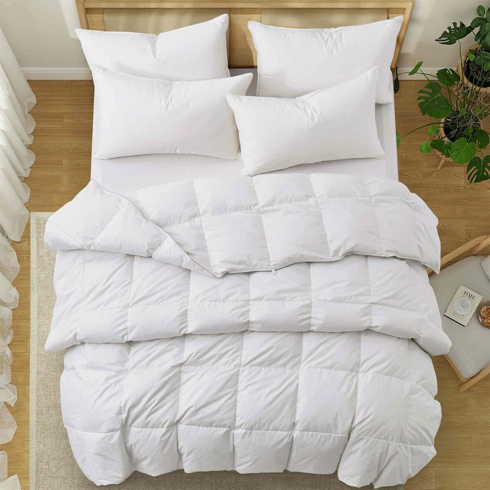 Edredón HOTEL Grid Jacquard Plumón de Ganso Blanco, Manta Cama King o Queen Foto 2 de 4