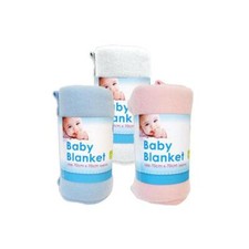 Economy Baby Fleece Blankets For Pram, Moses Basket or Crib. Blue, Pink or Cream
