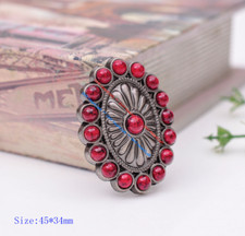 5X USA Southeast Retro Beauty RED Turquoise Oval Leathercraft Belt Decor Conchos