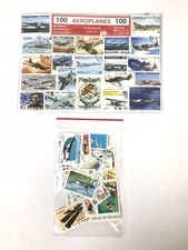 100 Aeroplanes Genuine Circulated Airplane Stamps- Random Lot As Shown
